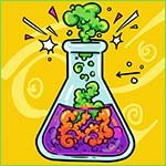 A chemical reaction in a flask.